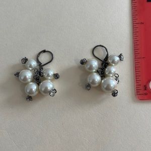 Pearl and rhinestoned drop earrings